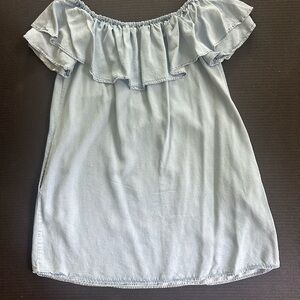 Zara Chambray off the shoulder mini dress